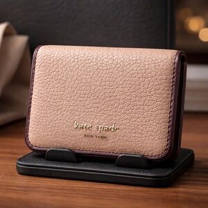 Kate Spade Sam Bifold Card Case Soft Pebbled Leather 2"h x 3"w